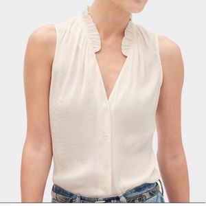Banana Republic Deep V neck with collar Ruffles button down